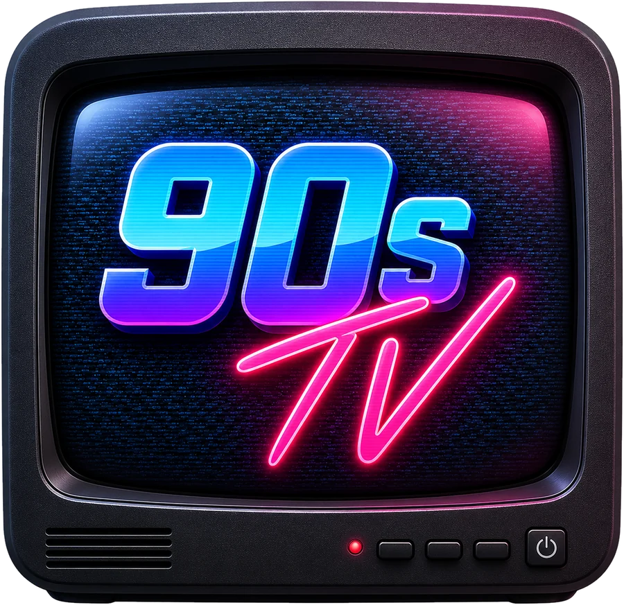 90sTV, logo: a cathode-ray television with a neon wordmark