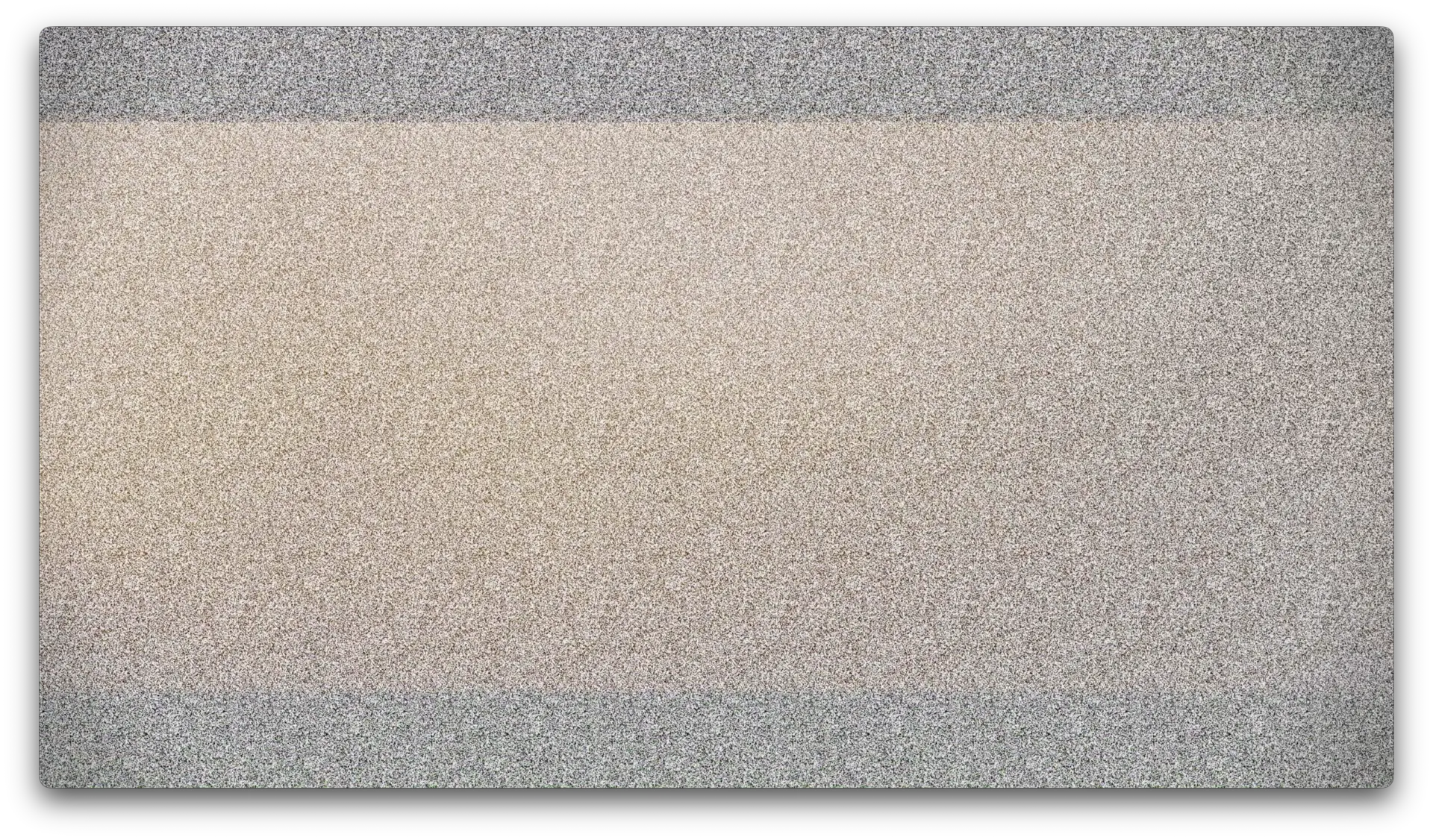 Analogue picture interference in 90sTV, with dense static, horizontal distortion bands and rounded screen corners.
