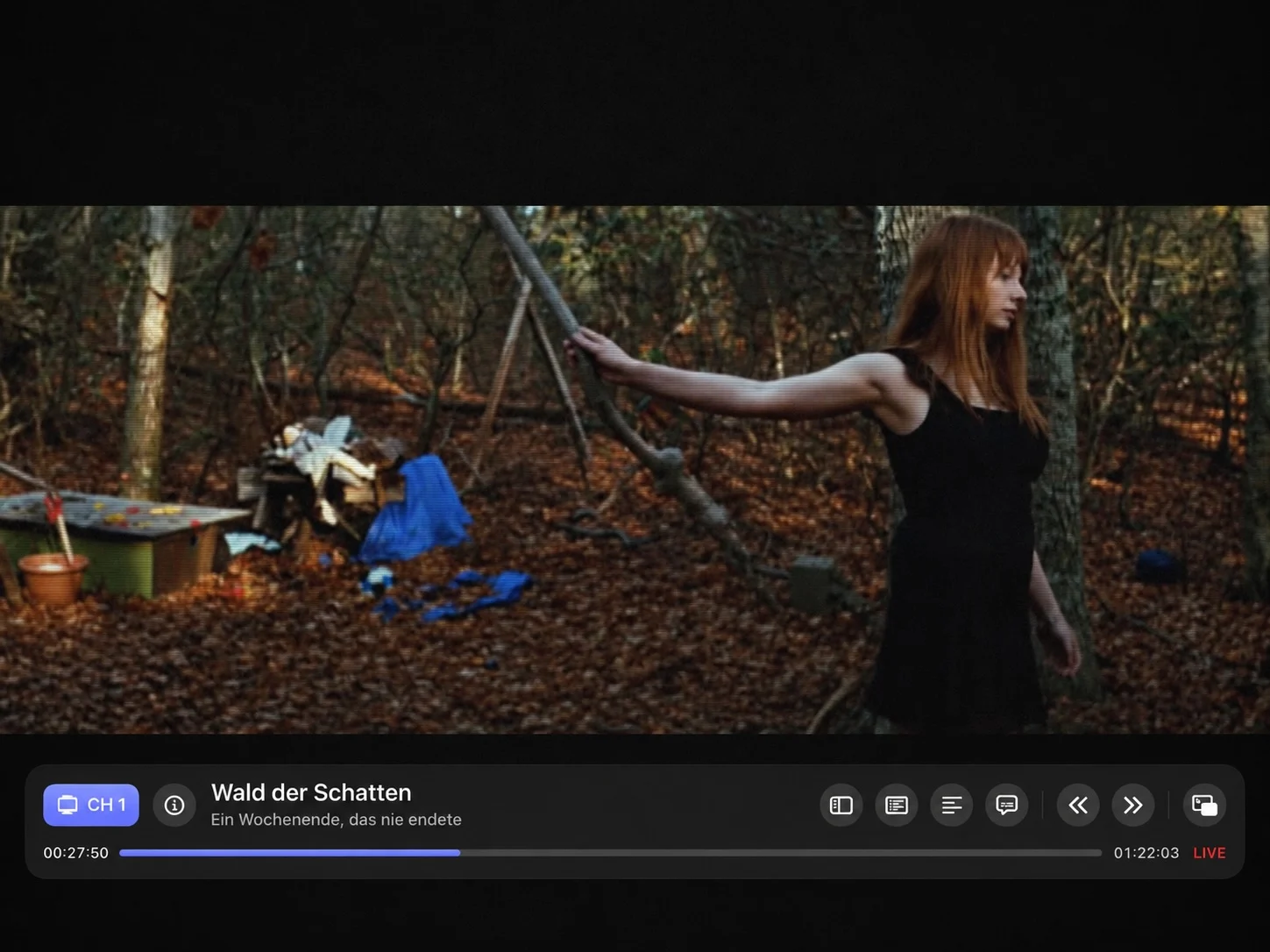 90sTV on iPad: a film plays above the programme information and channel controls.